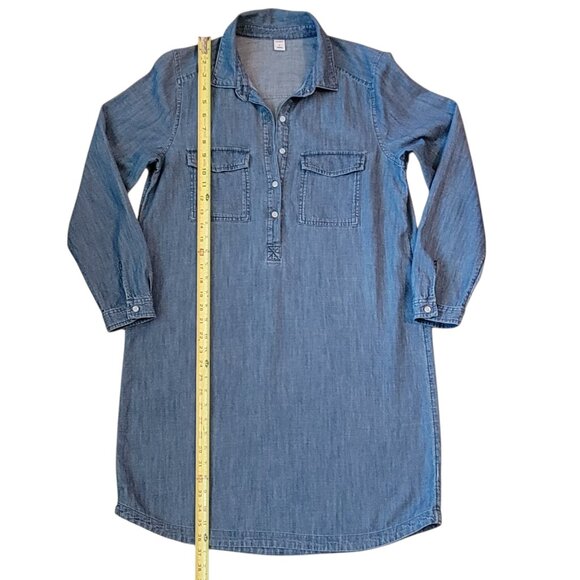 Old Navy LS Popover 100% Cotton Denim Chambray Shirtdress - Picture 6 of 14